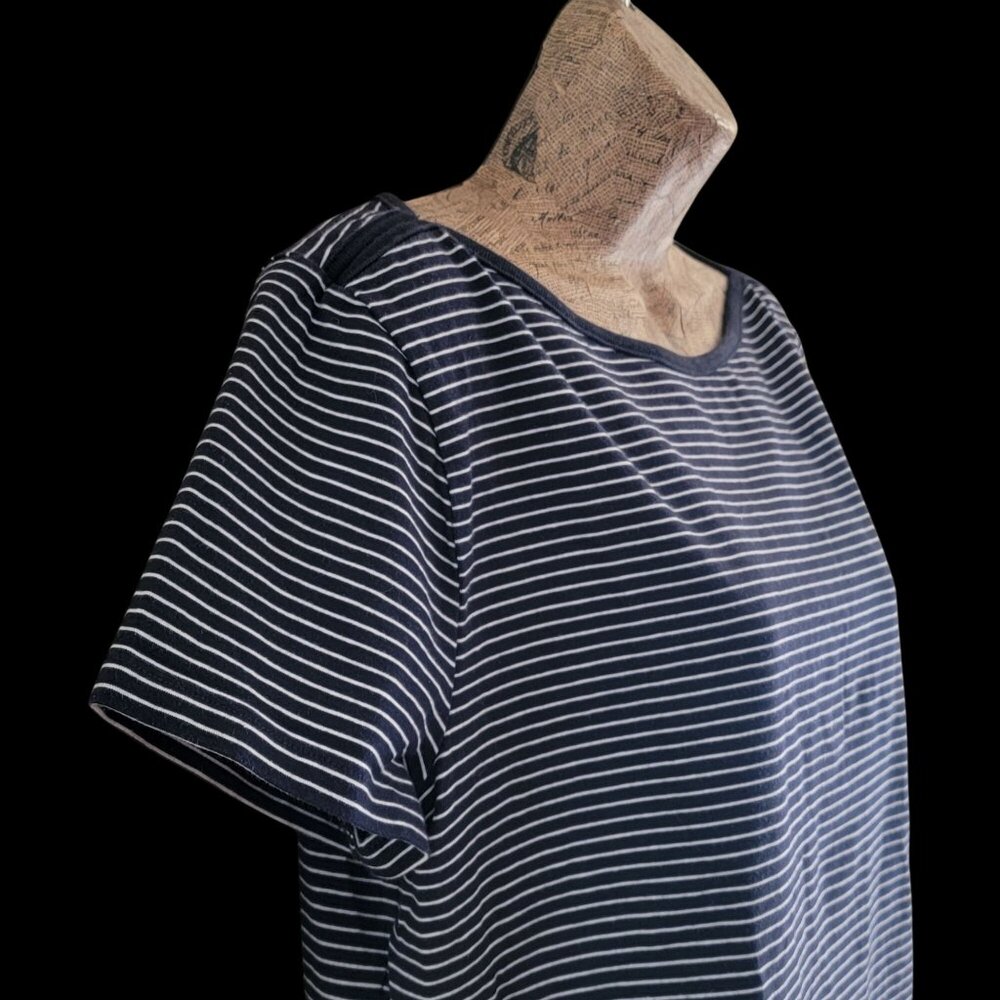 Lauren Ralph Lauren Closet Staple Navy & White Striped Short Sleeve Size XL